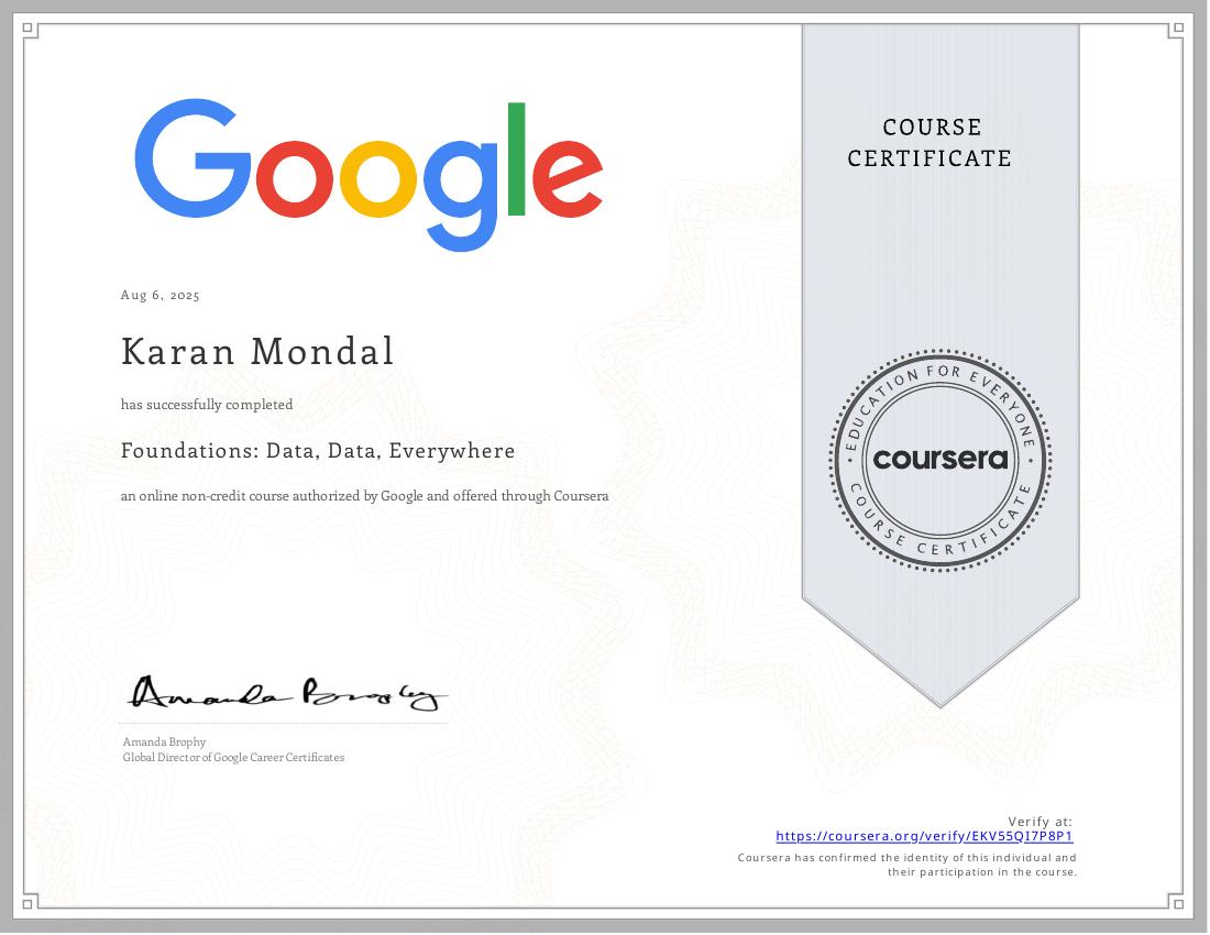 Google Foundations Data Data Everywhere certificate